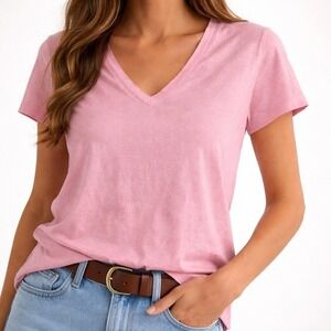 ANONYM Women's Pink V-Neck T-Shirt – Pima Cotton Made in Peru Size M READ